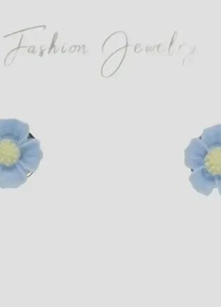 Сережки-пусети «блакитні квіточки» дитячі 8мм