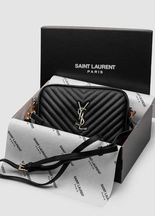 Saint laurent lou quilted camera bag black/gold5 фото