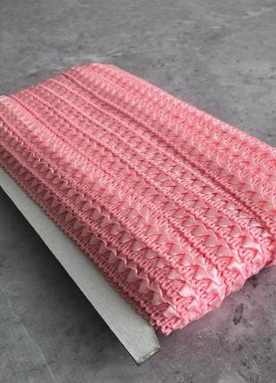 Декоративна атласна тасьма "самоса" 17 мм - рожевий2 фото