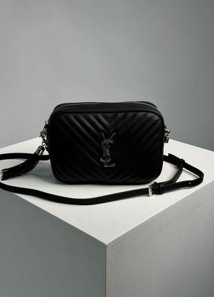 Saint laurent lou quilted camera bag black/silver4 фото