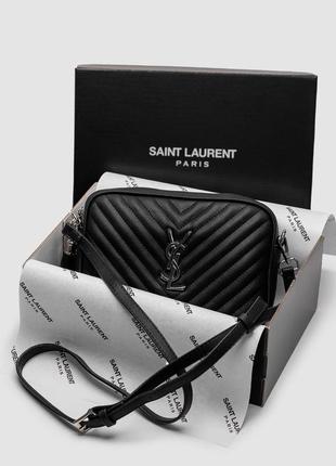 Saint laurent lou quilted camera bag black/silver7 фото