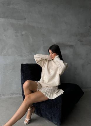 Женский вязаный костюм свитер и юбка