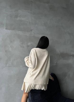 Женский вязаный костюм свитер и юбка