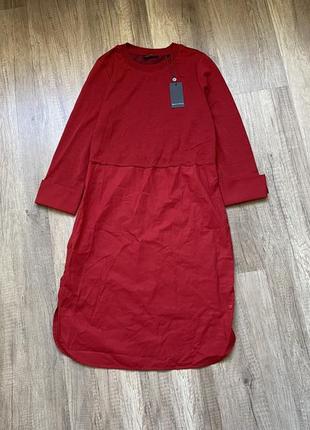 Стильное новое красное трикотажное миди платье, сарафан прямого кроя оригинал marc o polo, p.xs/s