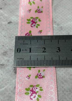 2,5 см стрічка сатинова з принтом на метраж - #704 - рожевий4 фото