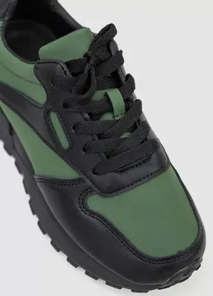 Кроссовки, женские, йоко-кожа, черно-зеленые демисезонные кеды, ботинки на шнуровке, обувь, 243542-1102 фото