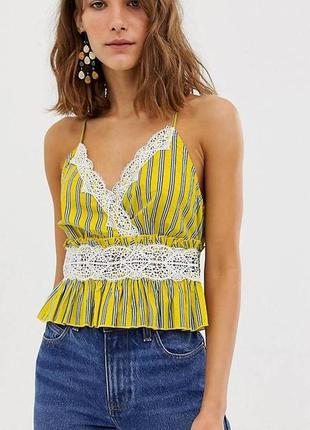 Нова бавовняна майка "river island" жовта в смужку. розмір uk 12/eur38.
