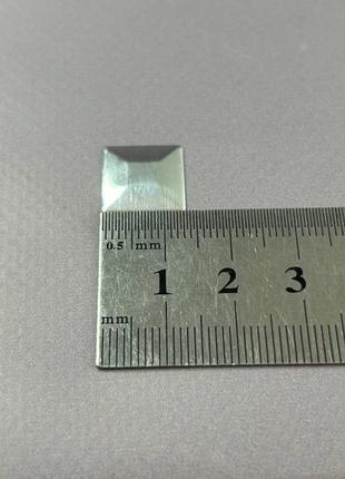 10г - металлостразы термоклеевые, квадрат 13 мм - серебро2 фото