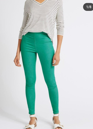Зеленые джинсы джеггинсы на высокий рост #205#
