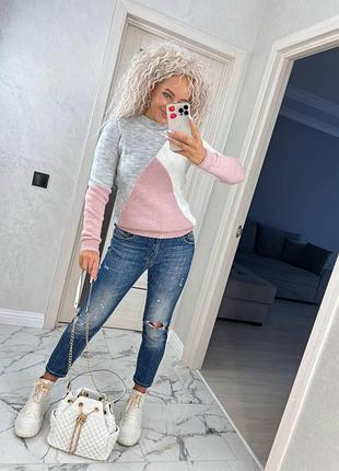 Женский вязаный свитер шерсть 50%