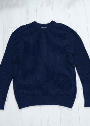 Zara man шикарная кофта свитер крупной вязки из хлопка и из новых коллекций тренд однотонная
