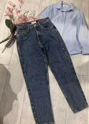 Джинси zara mom fit розмір 38 темно синій виварені мом