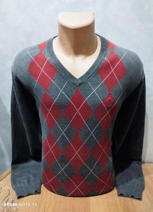 Традиционного британского стиля хлопковый пуловер в ромбы бренда riley1 фото