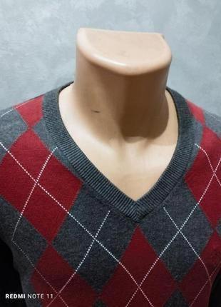 Традиционного британского стиля хлопковый пуловер в ромбы бренда riley3 фото