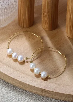 Срібні сережки з натуральними перлами, позолота