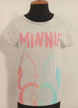 Футболка серого цвета с рисунком minnie mouse disney р.158/164 можно на xs-s-m,хлопок 60%/полиэстер 40%.
