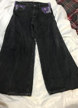 Широкие реп джинсы с принтом, джинсы бегги, drill, sk8