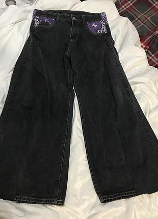 Широкие реп джинсы с принтом, джинсы бегги, drill, sk8