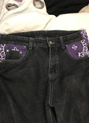 Широкие реп джинсы с принтом, джинсы бегги, drill, sk8