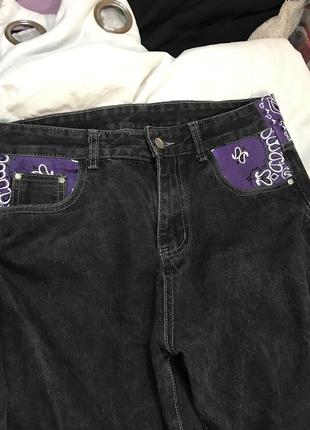 Широкие реп джинсы с принтом, джинсы бегги, drill, sk8