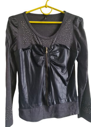 Лонгслив блуза под кожу вставка