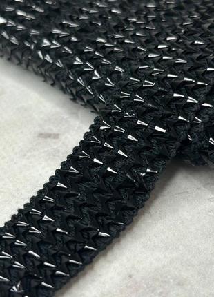 Декоративная тесьма-резинка фольга 2,5 см - черная1 фото