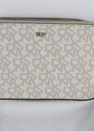 Светлая женская кожаная сумка dkny оригинал без бирки, новая. модель veronica double zip