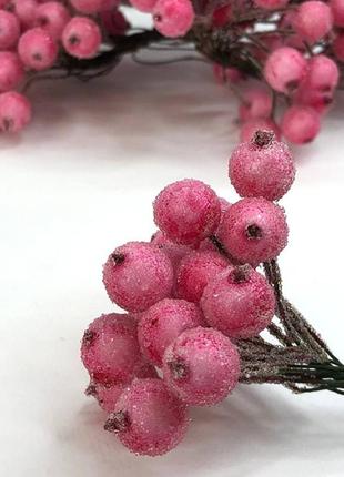 Калина в сахаре ø12 мм, для декора букет 40 ягод - розовый