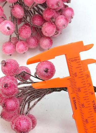 Калина в сахаре ø12 мм, для декора букет 40 ягод - розовый4 фото