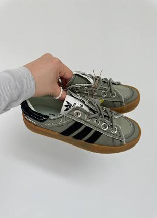 Кроссовки adidas khaki текстиль, платформа4 фото