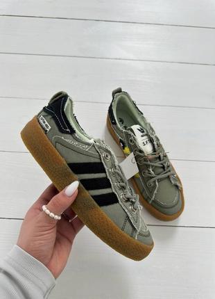 Кроссовки adidas khaki текстиль, платформа2 фото