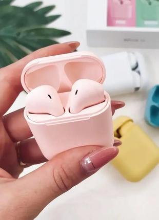 Бездротові навушники inpods 12 tws, блютуз навушники вкладиші, bluetooth навушники з мікрофоном рожеві