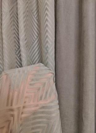 Штора тюль гардина короткая геометрия с подушкой