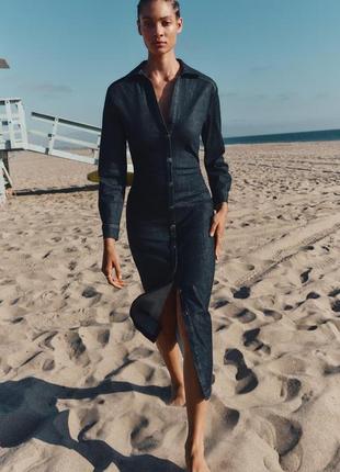 Сукня-сорочка джинсова синя zara new