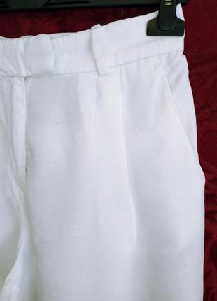 Лён+ вискоза белоснежные летние брюки хорошая посадка льняные белые свободные штаны h&m3 фото