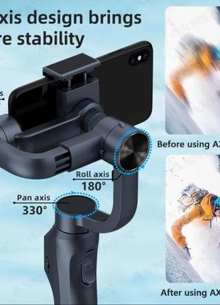 Стабилизатор 3-axis gimbal f10 рго, для смартфонов, экшен камер, стедикам7 фото