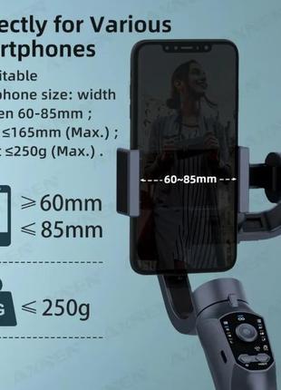 Стабилизатор 3-axis gimbal f10 рго, для смартфонов, экшен камер, стедикам8 фото