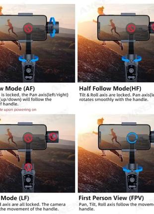 Стабилизатор 3-axis gimbal f10 рго, для смартфонов, экшен камер, стедикам6 фото