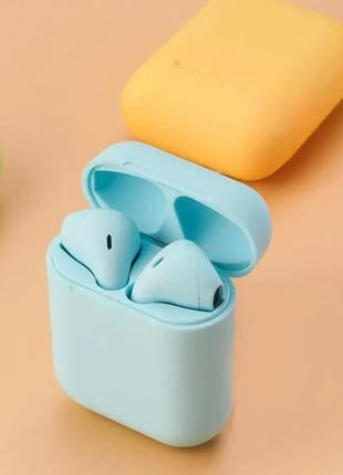 Беспроводные наушники inpods 12 tws, блютуз наушники вкладиши, bluetooth наушники с микрофоном голубые