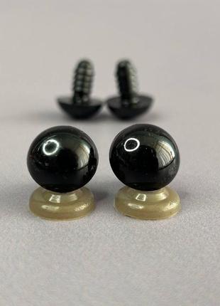 10 шт - глаза винтовые для игрушек 14 мм с фиксатором - черный