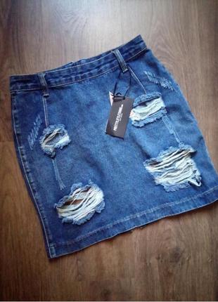 Новая стильная джинсовая юбка размер с1 фото