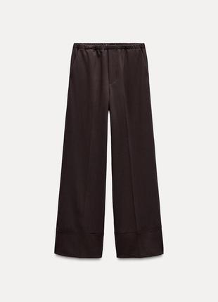 Брюки женские коричневые прямые zara new2 фото