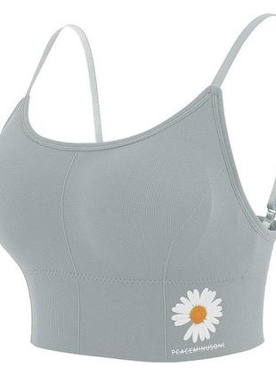 Топ гладкий с пуш ап с узором, серый