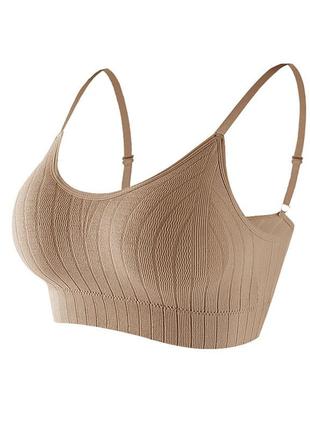 Топ гладкий с пуш ап в рубчик, кофейный