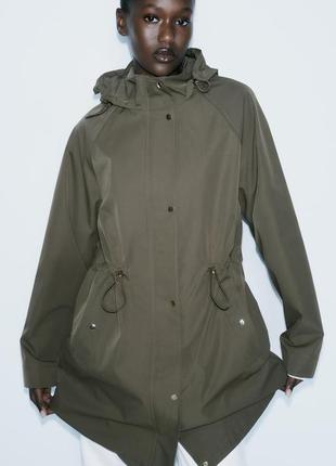 Куртка зеленая длинная женская zara new