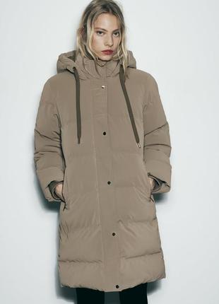 Стильний анорак пуховик зимова куртка подовжена zara new зара