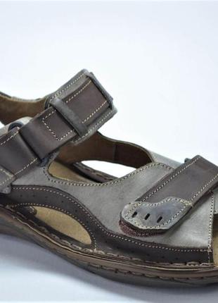 Мужские кожаные сандалии великаны коричневые с серым rafado 119427