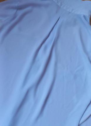 Шифоновая голубая блуза mango блузка манго классическая блузка с длинным рукавом8 фото