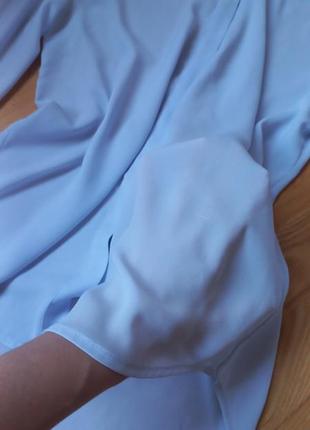 Шифоновая голубая блуза mango блузка манго классическая блузка с длинным рукавом6 фото