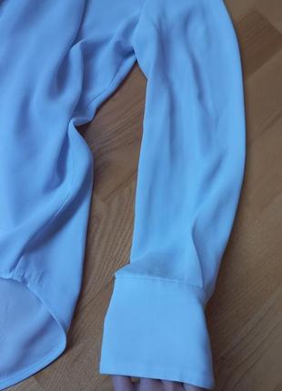 Шифоновая голубая блуза mango блузка манго классическая блузка с длинным рукавом7 фото